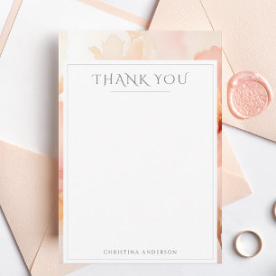 Elegant Peach Flower Wedding Thank You Card