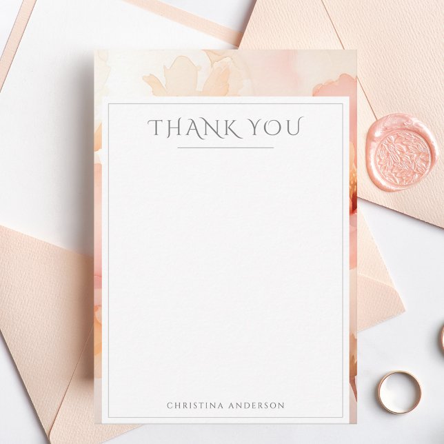 Elegant Peach Flower Wedding Thank You Card (Creator Uploaded)
