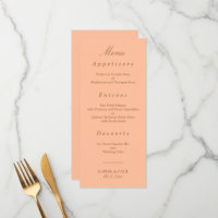 Elégant Peach Golden Beige Mariage Menu