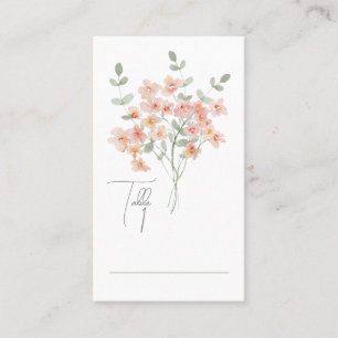 Elegant Peach &Green Watercolor Floral  Place Card