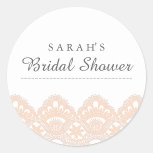 Elegant Peach Lace Bridal Shower Sticker