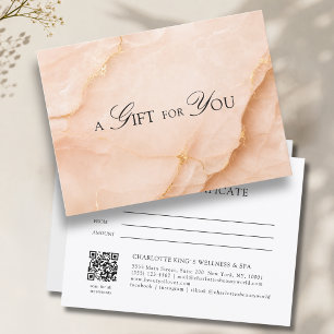 Elegant Peach Marble QR Code Gift Certificate