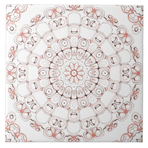Elegant Peach & Mauve Ornamental Medallion Design Tile