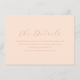 Elegant Peach Minimalist Calligraphy Enclosure Card