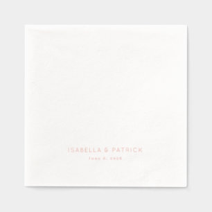 Elegant Peach Minimalist Names Foil Napkins