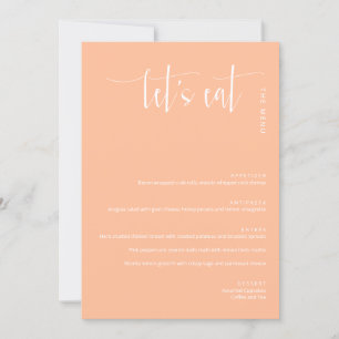 Elegant Peach Modern Let's Eat Thank You Menu