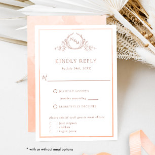 Elegant Peach Monogram and Watercolor RSVP Card