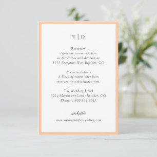 Elegant Peach Monogram Modern Wedding Enclosure Card