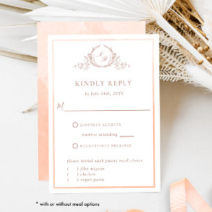 Elegant Peach Monogram with Watercolor RSVP Card
