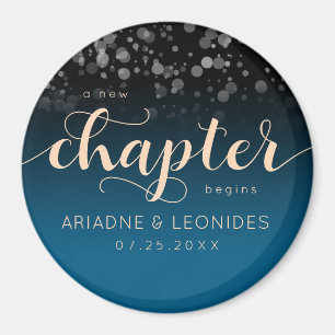 Elegant Peach Mykonos Blue Wedding A New Chapter Magnet
