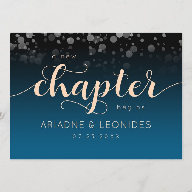 Elegant Peach Oceanic Blue Wedding A New Chapter Program (Front)