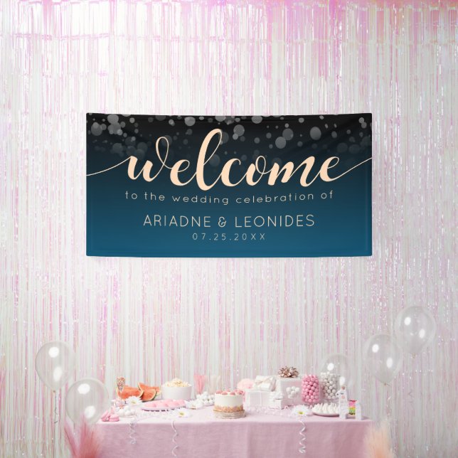 Elegant Peach Oceanic Blue Wedding Banner (Party)