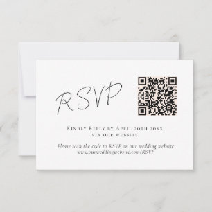 Elegant Peach Orange Fuzz QR Code Wedding RSVP Card