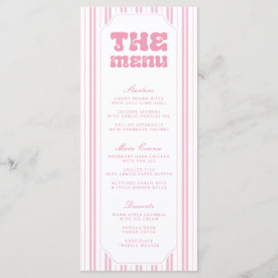 Elegant Peach Pink Striped Pattern Baby Shower Menu
