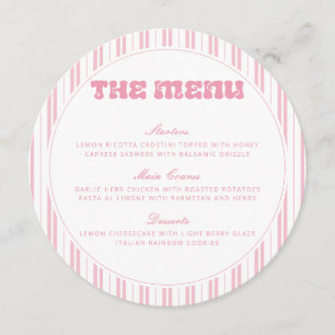 Elegant Peach Pink Striped Pattern Baby Shower Menu