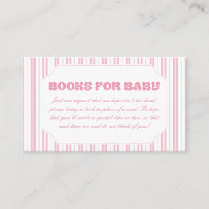 Elegant Peach Pink Striped Pattern Books For Baby Enclosure Card