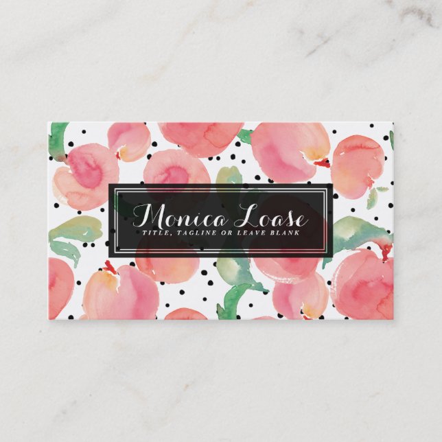 Elegant Peach Preppy Personalized Business Card (Front)