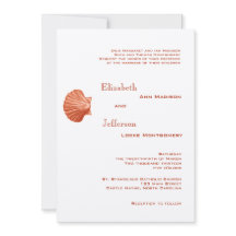 Elegant Peach Rattan Seashell Wedding Invitation