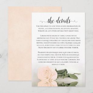 Elegant Peach Romantic Rose Wedding Details Enclosure Card