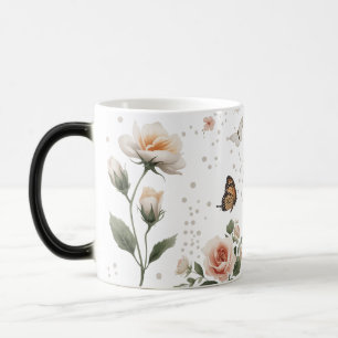 Elegant Peach Rose Butterfly Color Morphing Mug
