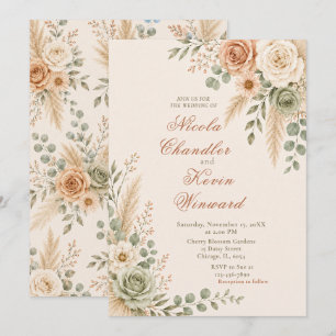 Elegant Peach Rose Ceremony Invitation