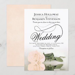Elegant Peach Rose Reflection Romantic Wedding Invitation