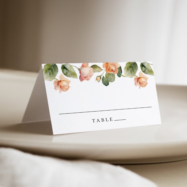 Elegant Peach Rose Wedding Place Card (Creator Uploaded)