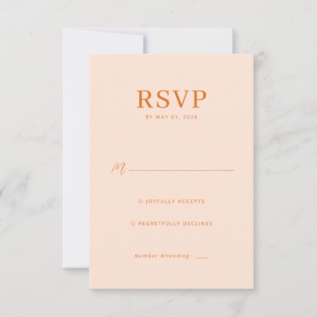 Elegant Peach RSVP Card (Front)