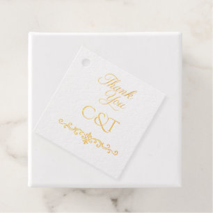 Elegant Peach Sparkle Wedding Script Calligraphy Favour Tags