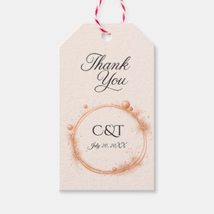 Elegant Peach Sparkle Wedding Script Calligraphy Gift Tags