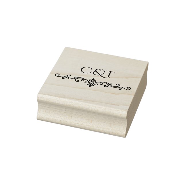 Elegant Peach Sparkle Wedding Script Calligraphy Rubber Stamp (Stamp)