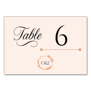 Elegant Peach Sparkle Wedding Script Calligraphy Table Number