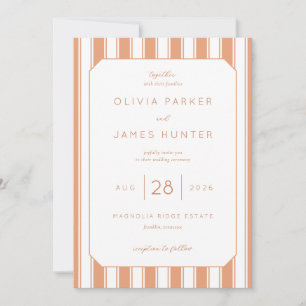 Elegant Peach Striped Wedding Invitation
