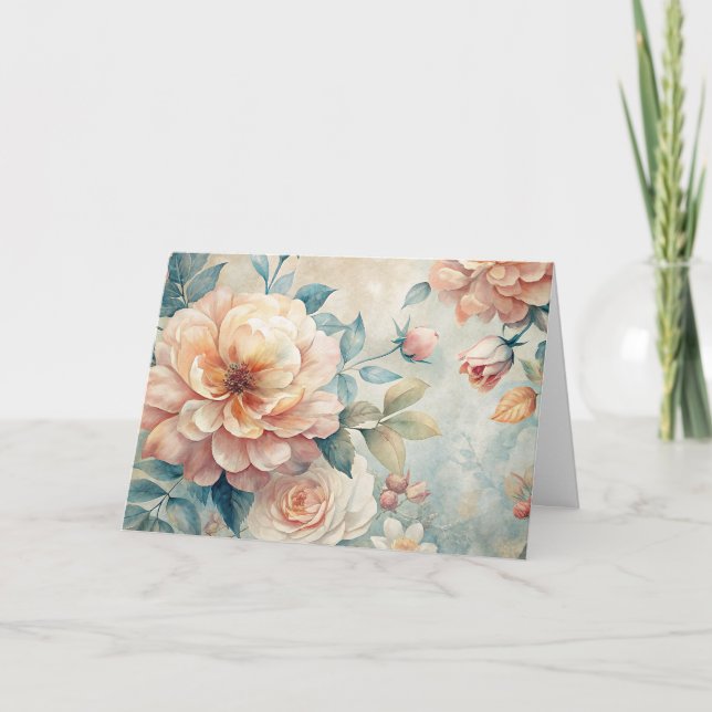 Elegant Peach Tone Vintage Inspired Past Note Card (Front)
