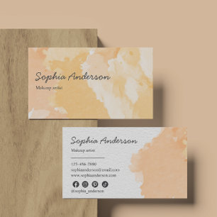 Elegant Peach Watercolor with Soft Minimal Design Business Card