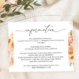 Elegant Peach Wedding Details, Wedding Information Enclosure Card