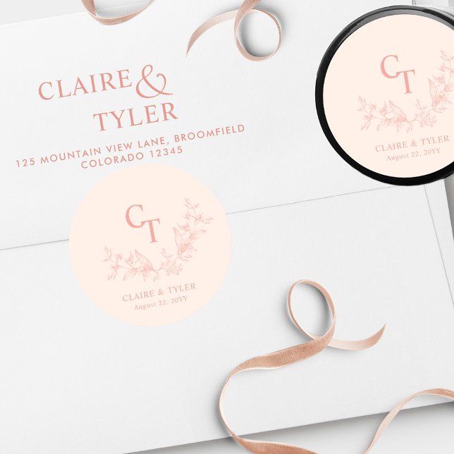 Elegant Peach Wedding Envelope Seal / Favour (Creator Uploaded)