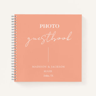 Elegant Peach Wedding Guestbook Notebook