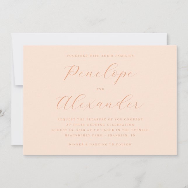 Elegant Peach Wedding Invitation (Front)