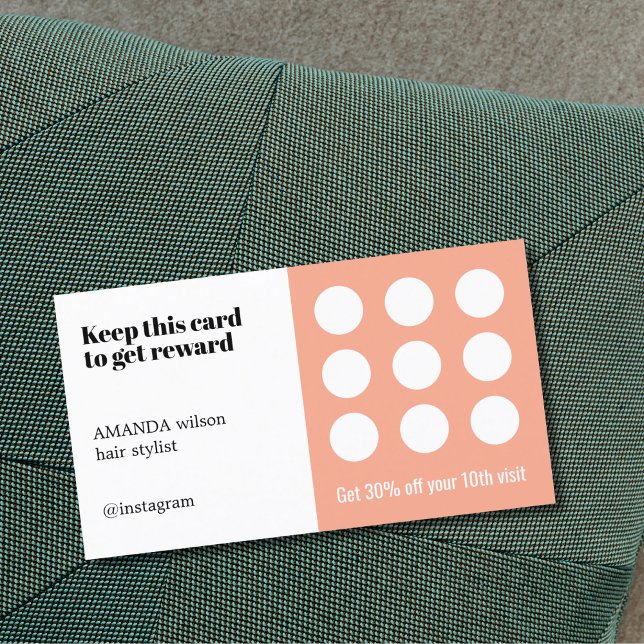 Elegant Peach White Pastel Salon  Loyalty Card (Creator Uploaded)
