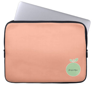 Elegant Peach with Name Laptop Sleeve