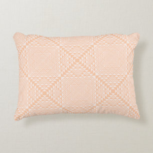Elegant Peachy Orange Light Pink Geometric Pattern Accent Pillow