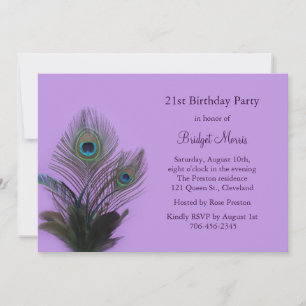 Elégant Peacock 21ème anniversaire Invitation