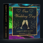 Elegant Peacock Agate Wedding Photo Album Binder<br><div class="desc">Elegant Blue,  Purple,  Green Peacock Agate design with gold glitter and diamond clipart design</div>