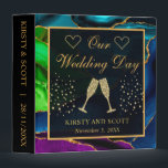 Elegant Peacock Agate Wedding Photo Album Binder<br><div class="desc">Elegant Blue,  Purple,  Green Peacock Agate design with gold glitter and diamond clipart design</div>