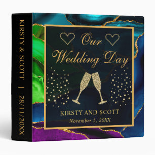 Elegant Peacock Agate Wedding Photo Album Binder