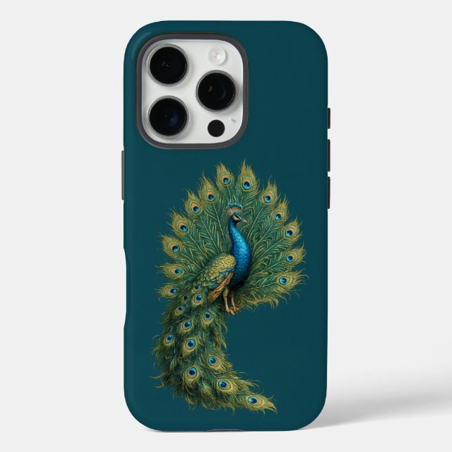 Elegant Peacock Art Case for iPhone 16 Pro Cover (Back)