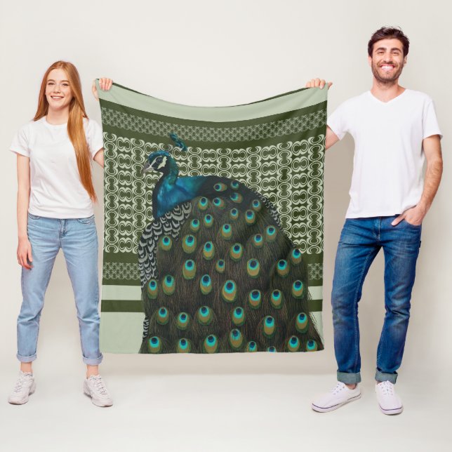 Elegant Peacock Bird Bird Lovers Fleece Blanket (In Situ)