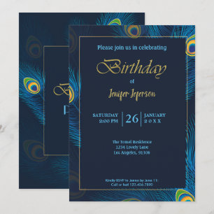 Elegant Peacock Birthday Invitation