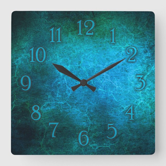 Elegant peacock blue wall clock (Front)